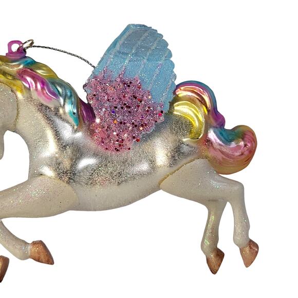 2017 Glass Unicorn Ornament Multicolor Wings Christmas Decoration - Picture 7 of 14